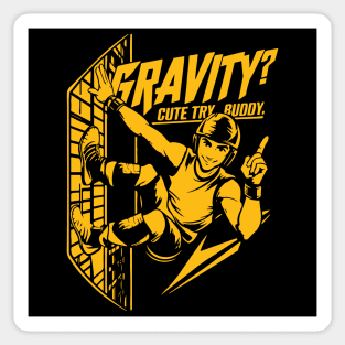 “Gravity? Cute try, buddy.” Parkour Freerunner Retro Themed Gift Sticker